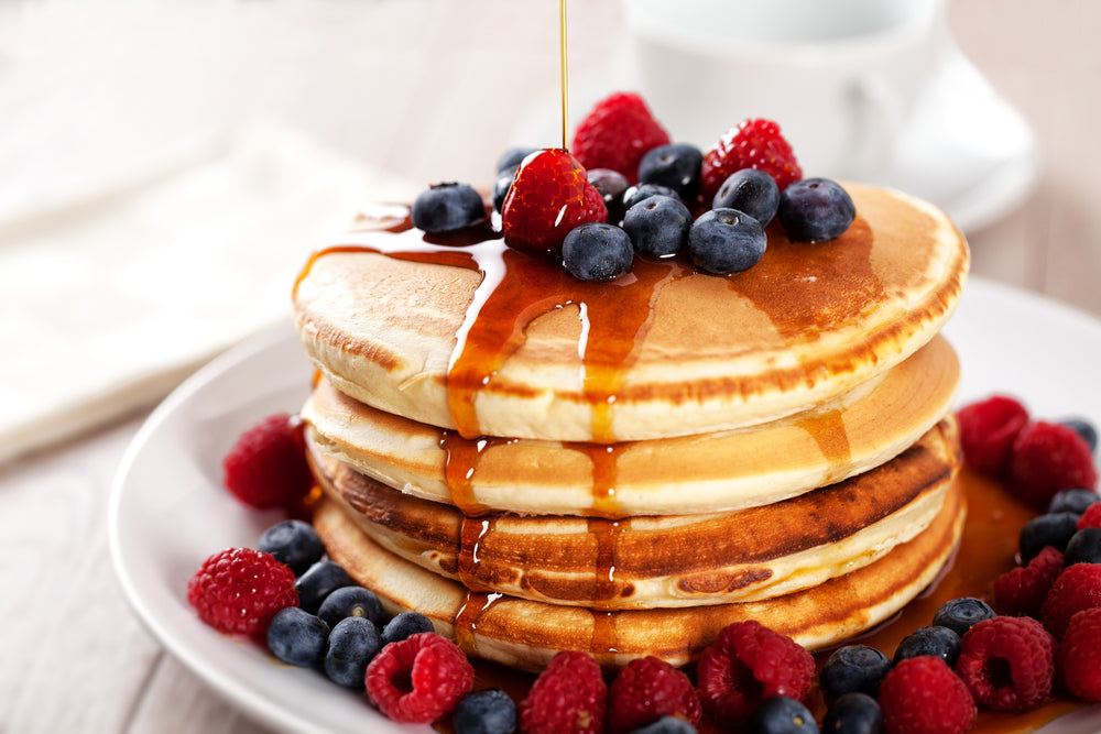 Foods for Hair Growth America Pancakes With Berries And Maple Syrup - Featured Image