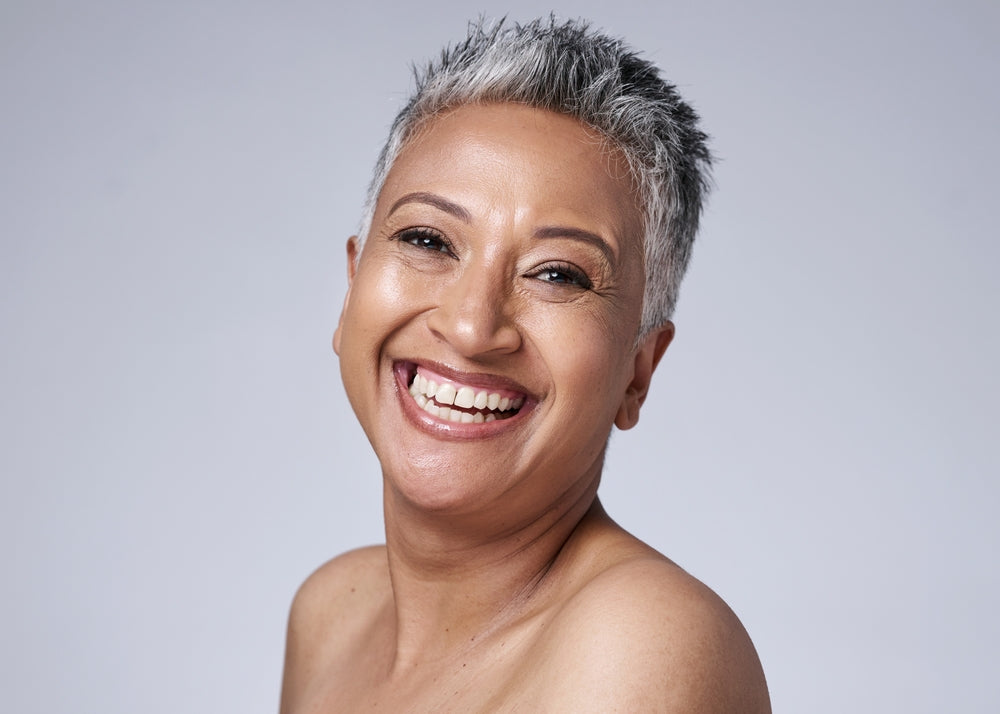 how to care for ageing hair - Smile, happy and portrait of a senior woman with great hair